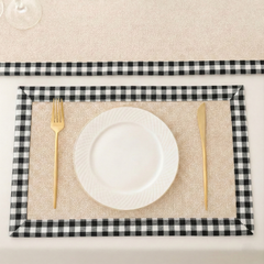 Off white Jute Dinning Set With Printed Border-
