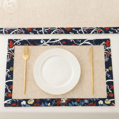 Off white Jute Dinning Set With Printed Border-