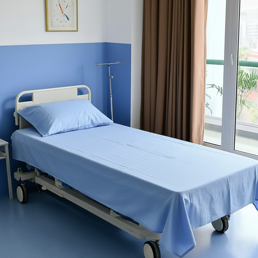 Plain Cotton Hospital Blue Flat sheets
