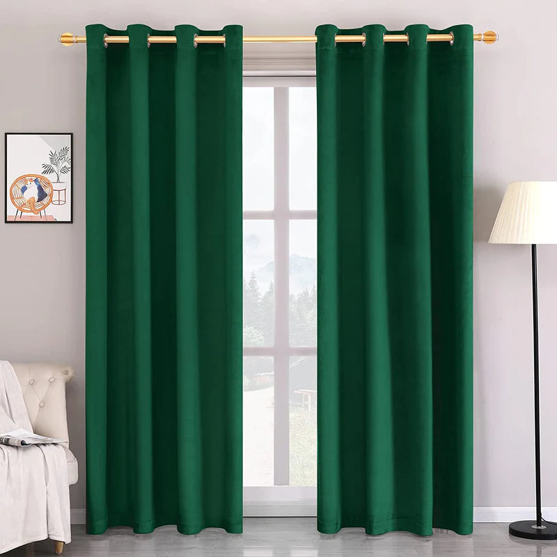 British Green Premium Quality Velvet Curtain -1 Pane - 99 Bedding Store