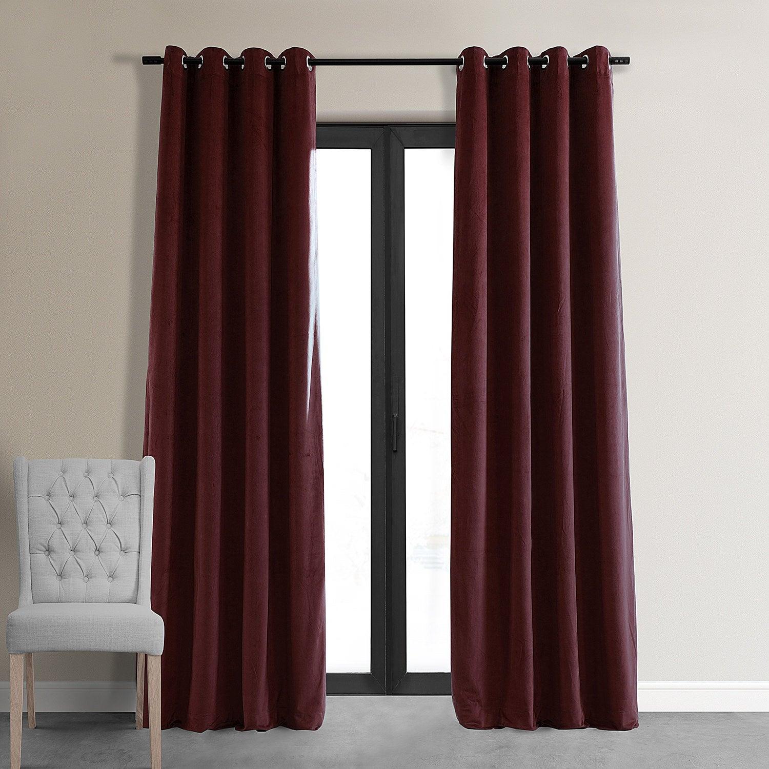 Burgundy Premium Quality Velvet Curtain -1 Panel - 99 Bedding Store