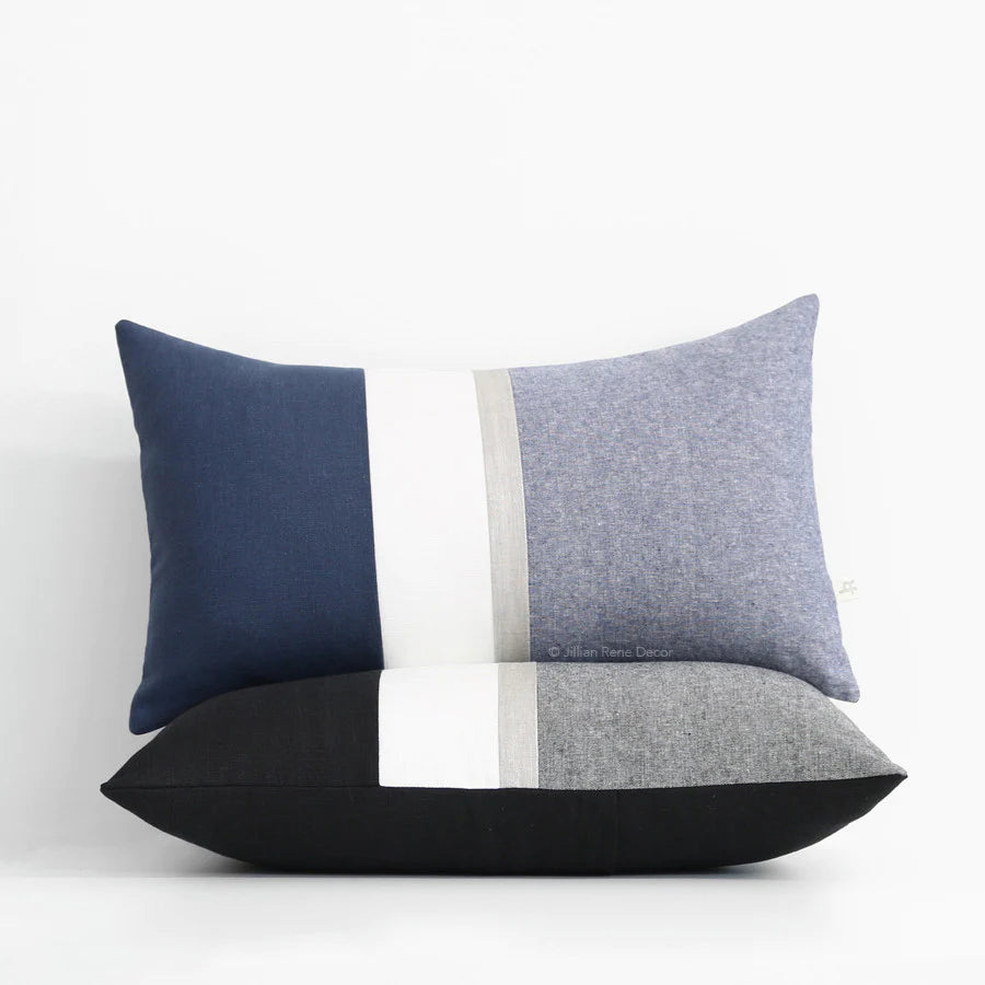 Sofie Black and navy Strip Jute Cushion cover - Pack of 2 - 99 Bedding Store