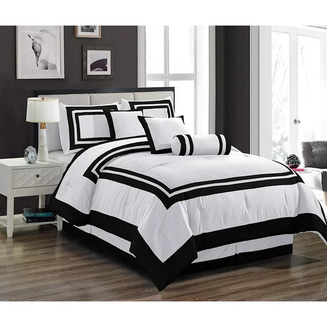 Luxury Ritch Cotton Hotel Style Duvet Cover Set - Black and White - 99 Bedding Store