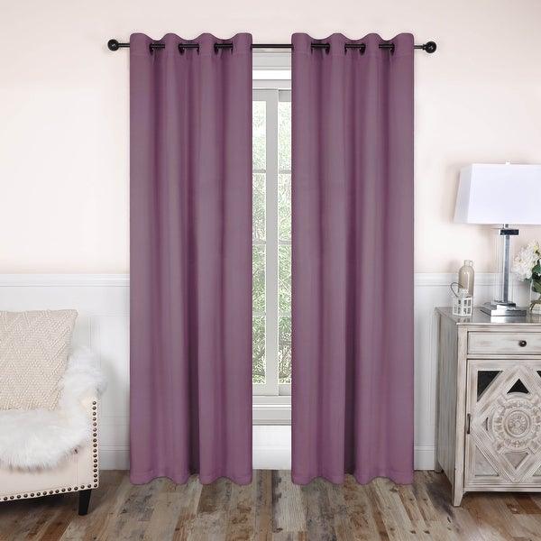 2 PC Plain Dyed Eyelet Curtains with lining-Heather Purple - 99 Bedding Store