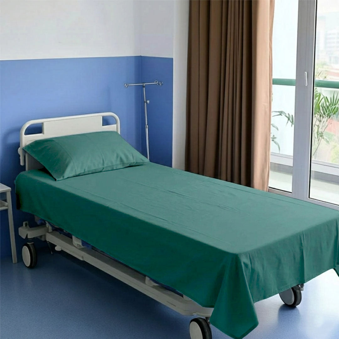 Plain Cotton Hospital Green Flat sheets