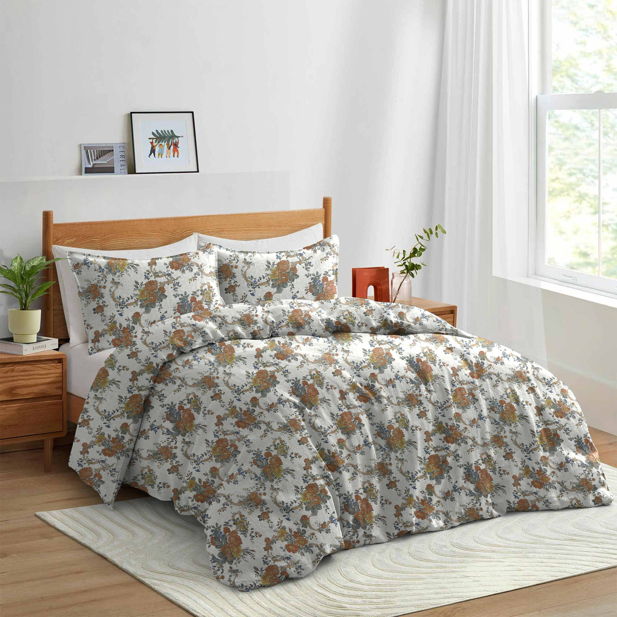 Cotton Printed Bed sheet Set Rose Garden Beige