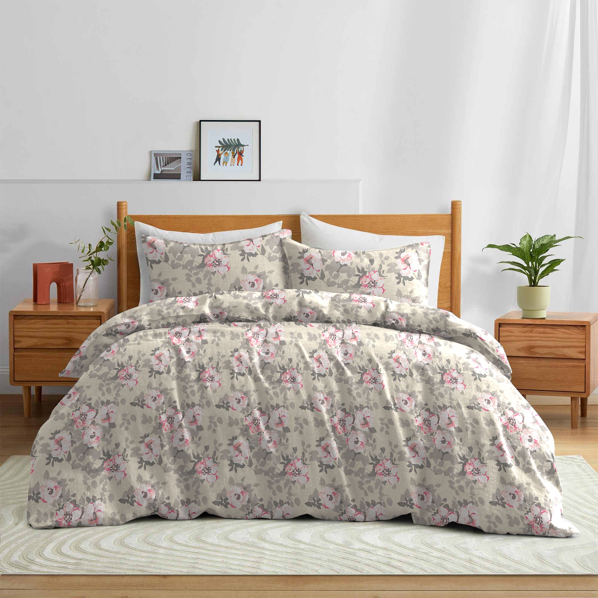 Cotton Printed Duvet Cover set Blush Blossoms