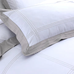 300 TC Satin Criss Cross Pleated Duvet Cover Set -White - 99 Bedding Store