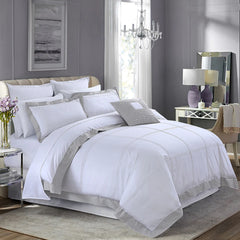 300 TC Satin Criss Cross Pleated Duvet Cover Set -White - 99 Bedding Store