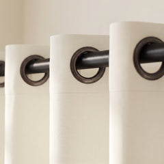 2 PC Plain Dyed Eyelet Curtains with lining-Offwhite