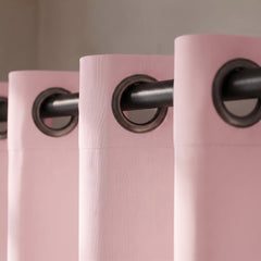 2 PC Plain Dyed Eyelet Curtains with lining- Pink