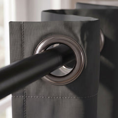 2 PC Plain Dyed Eyelet Curtains with lining-Black