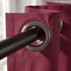 2 PC Plain Dyed Eyelet Curtains with lining- Burgundy