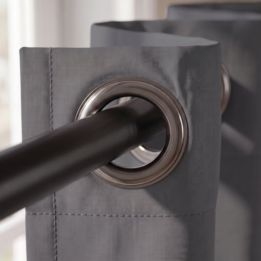 2 PC Plain Dyed Eyelet Curtains with lining-Grey