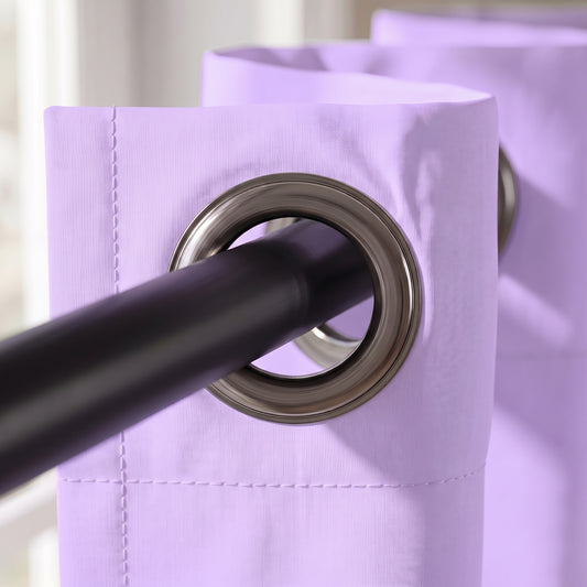2 PC Plain Dyed Eyelet Curtains with lining-Lilac