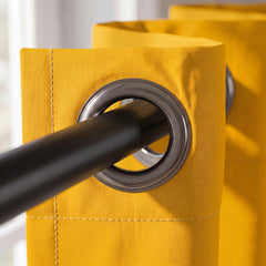 2 PC Plain Dyed Eyelet Curtains with lining-Mustard