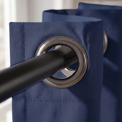 2 PC Plain Dyed Eyelet Curtains with lining-Navy Blue
