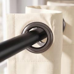 2 PC Plain Dyed Eyelet Curtains with lining-Offwhite