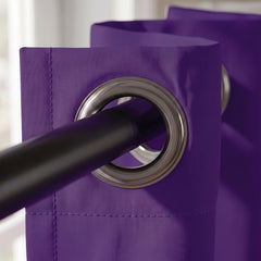 2 PC Plain Dyed Eyelet Curtains with lining-Heather Purple