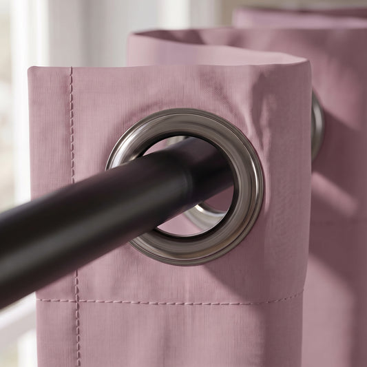 2 PC Plain Dyed Eyelet Curtains with lining- Rose Weed