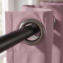 2 PC Plain Dyed Eyelet Curtains with lining- Rose Weed