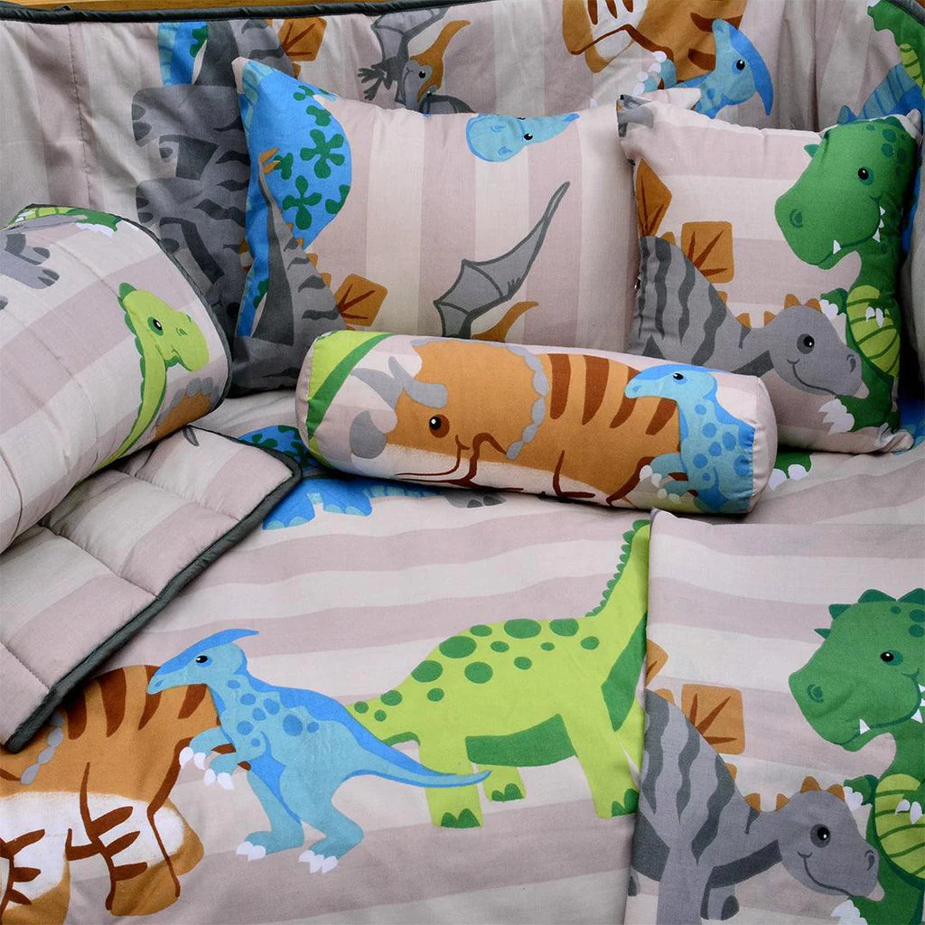 The Dino Reversible Printed Kids Baby Cot Set- Pink - 99 Bedding Store