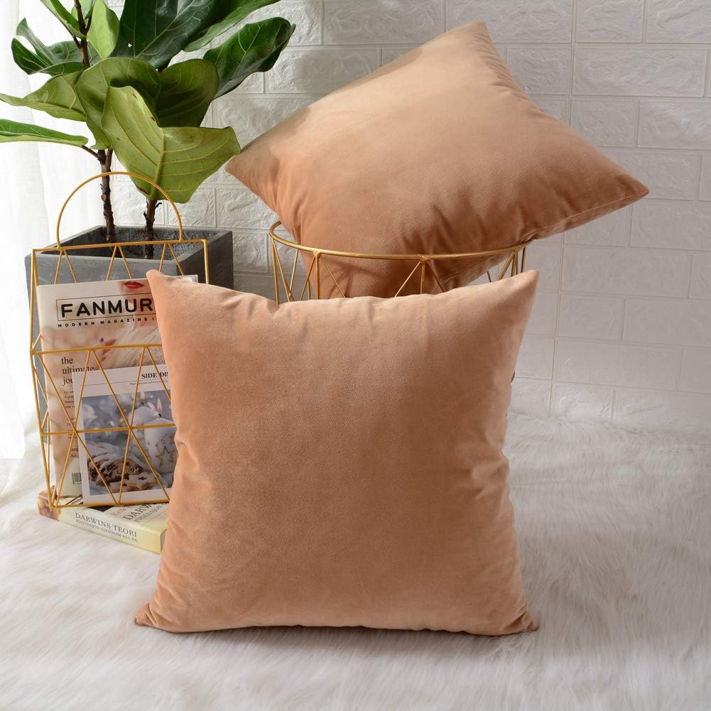 Pack of 2 Velvet Plain Decorative Cushions - 99 Bedding Store