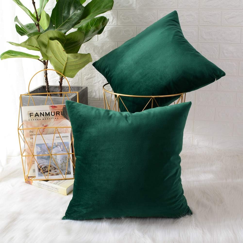 Pack of 2 Velvet Plain Decorative Cushions - 99 Bedding Store