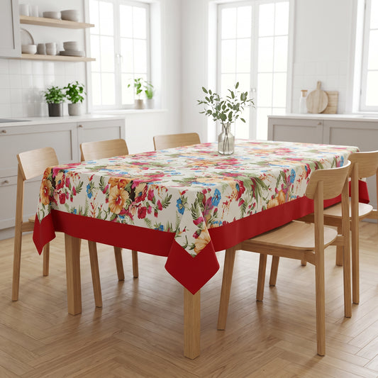 Decorative Printed Cotton Table Cover With Border Jasmin Flowral