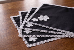 Luxury Cotton Dinning Set With Cute Lace - Black