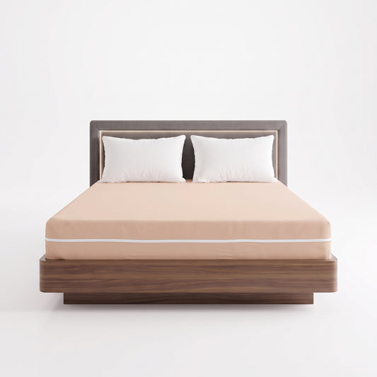 100% Cotton Zipper Mattress Cover - Beige