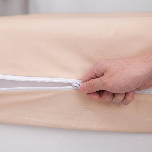 100% Cotton Zipper Mattress Cover - Beige