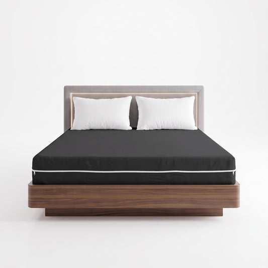 100% Cotton Zipper Mattress Cover - Black