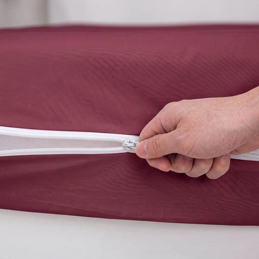 100% Cotton Zipper Mattress Cover - Burgundy