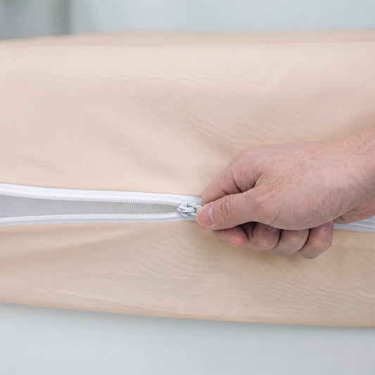 100% Cotton Zipper Mattress Cover - Beige