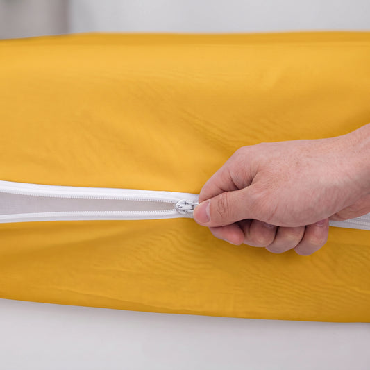 100% Cotton Zipper Mattress Cover - Mustard