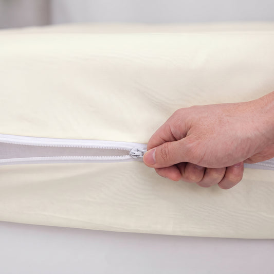 100% Cotton Zipper Mattress Cover - Off White