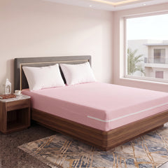 100% Cotton Zipper Mattress Cover - Pink