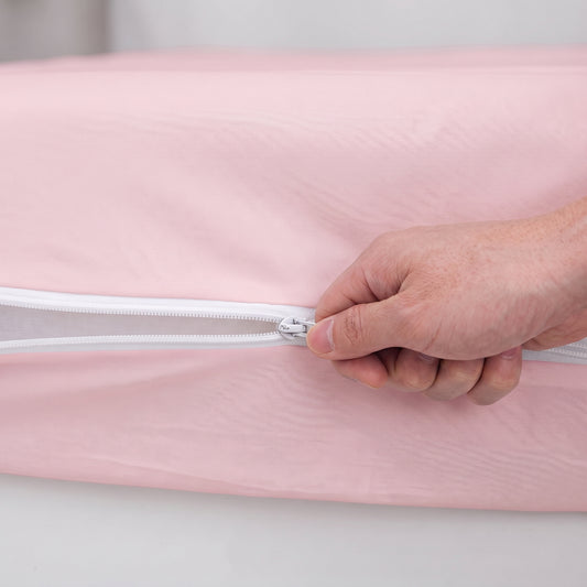 100% Cotton Zipper Mattress Cover - Pink