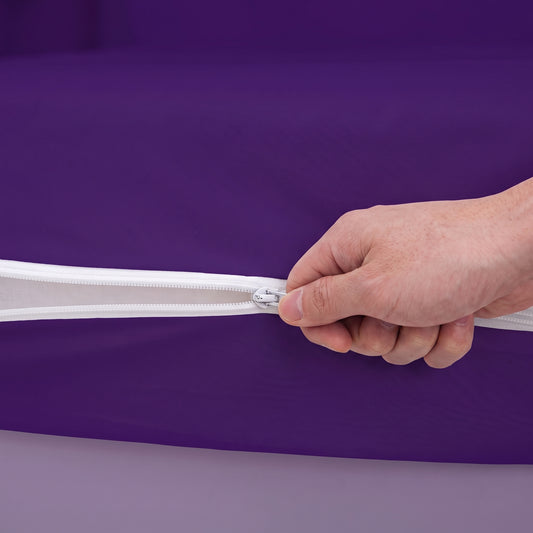 100% Cotton Zipper Mattress Cover - Purple