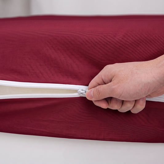 100% Cotton Zipper Mattress Cover - Red