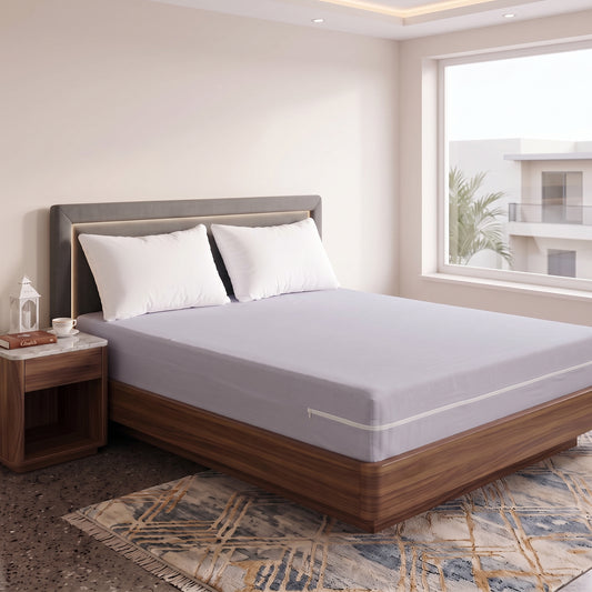 100% Cotton Zipper Mattress Cover - Silver