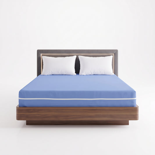100% Cotton Zipper Mattress Cover - Sky Blue