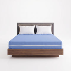 100% Cotton Zipper Mattress Cover - Sky Blue