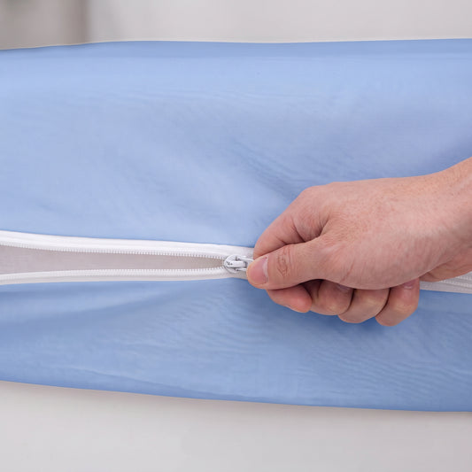 100% Cotton Zipper Mattress Cover - Sky Blue