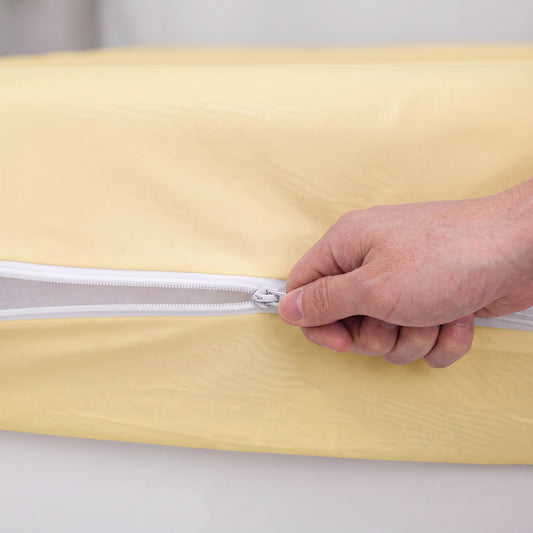 100% Cotton Zipper Mattress Cover - Yellow