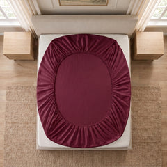Burgundy Egyptian Cotton Fitted Sheet Set