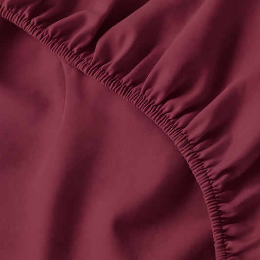 Burgundy Egyptian Cotton Fitted Sheet Set
