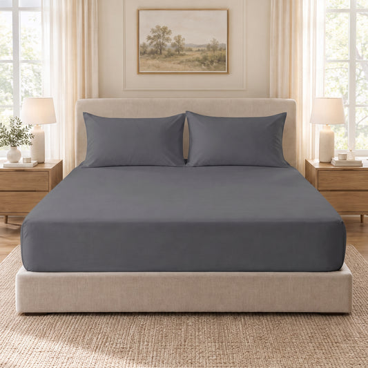 Egyptian Cotton Fitted Sheet Set-Grey