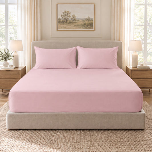 Egyptian Cotton Fitted Sheet Set -Pink